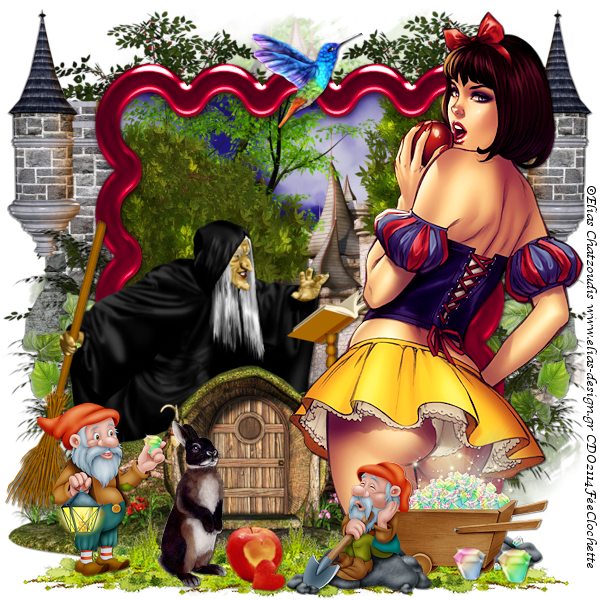 Snow white and red apple