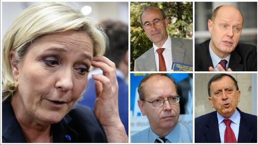 Marine Le Pen, Jean-Yves Le Gallou, Carl Lang, Eric Pinel et Jean-Claude Martinez (de gauche à droite et de haut en bas).