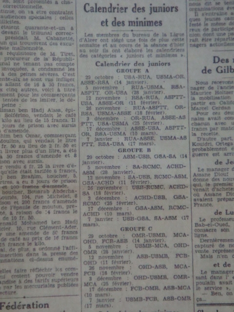 calendriers juniors et minimes 1939-1940 le mca y participe