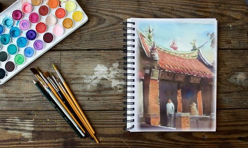 Dessin et peinture - vidéo 3354 : Comment peindre une pagode en 6 vidéos (cours gratuit) ? - aquarelle.
