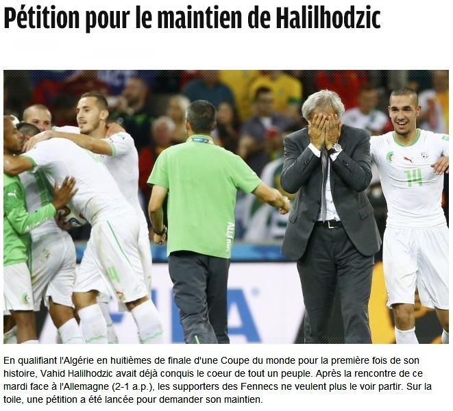 Pétition pour le maintien de Vahid Halilhodzic