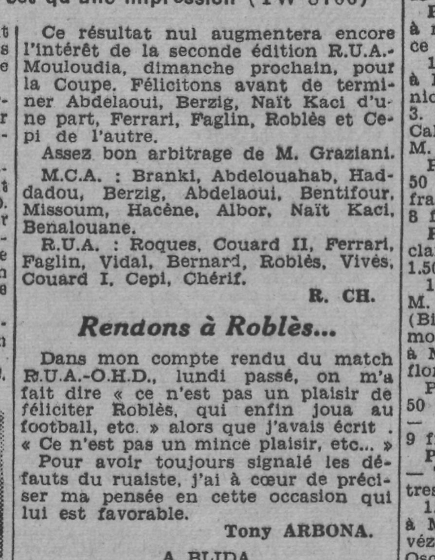 Dimanche 23.2.1941 RUA-MCA 1-1