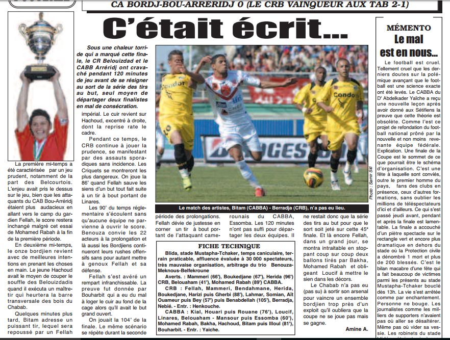 Jeudi 21 Mai 2009 Finale coupe CRB bat le CABBA