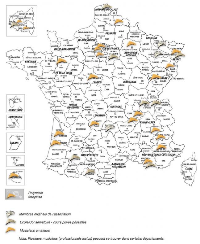 Carte des flutistes de France