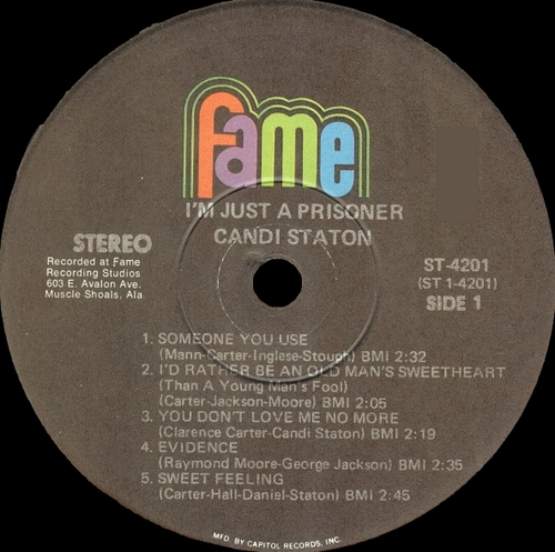 Candi Staton : Album " I'm Just A Prisoner " Fame Records ST 4201 [ US ]
