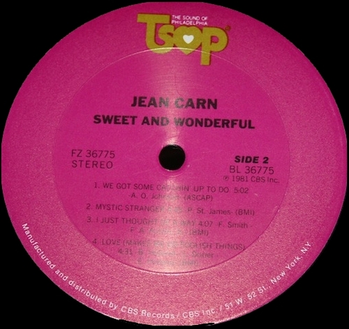 1981 : Jean Carn : Album " Sweet And Wonderful " TSOP Records FZ 36775 [ US ]