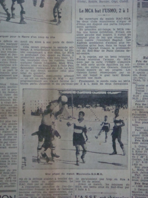 18.6.1939 amical au municipal MCA-USM Oran 2-1 buts missoum et firoud