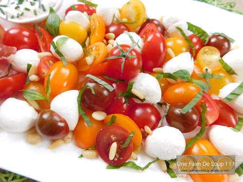 Salade de tomates mozza' et jambon cru