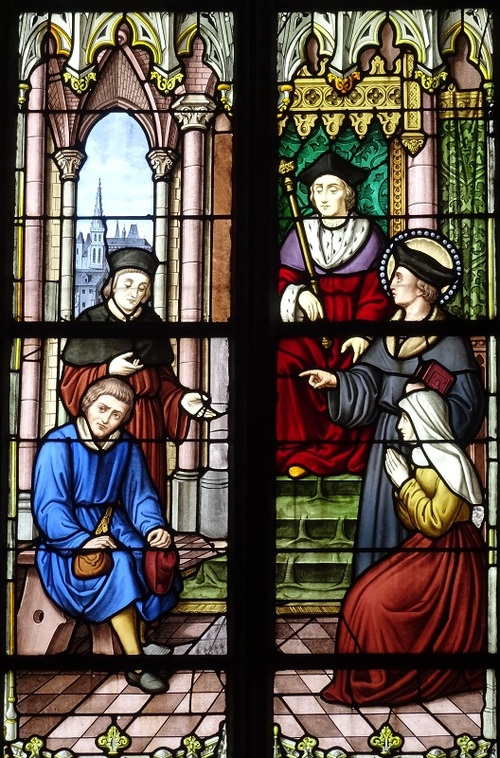 Ploudaniel : vitraux de la vie de Saint Yves
