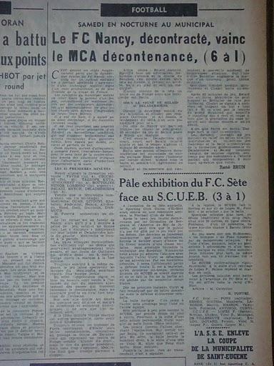 SAMEDI 6.6.1953 Amical FC Nancy-MCA 6-1