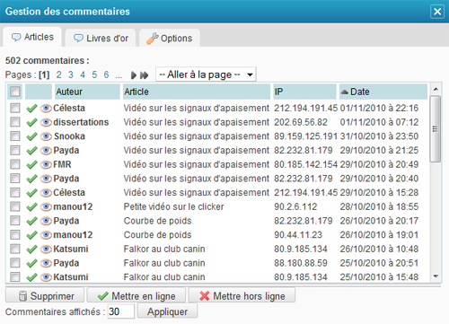 Gérer les commentaires