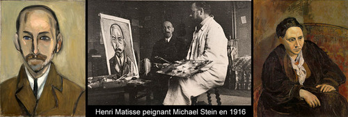 Michael Stein par Matisse 1916 et Gertrude par Picasso 1906