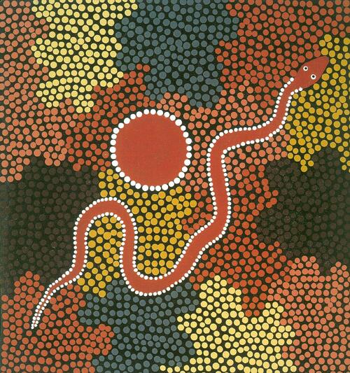 Tableaux à la manières des Aborigènes d'Australie
