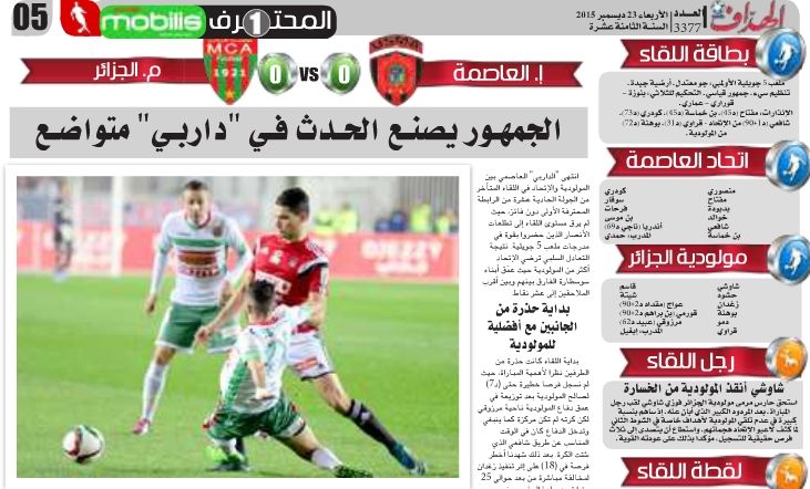 Mardi 22.12.2015 mis à jour USMA-MCA 0-0