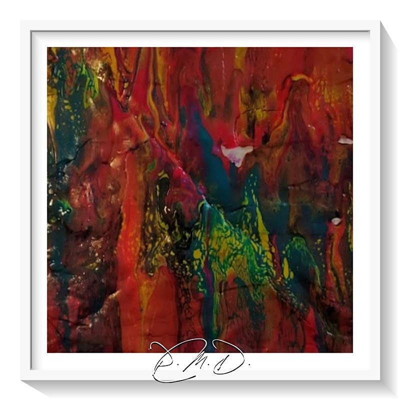 2022 C - Toile 20x20 - Pouring acrylique à la spatule - CP