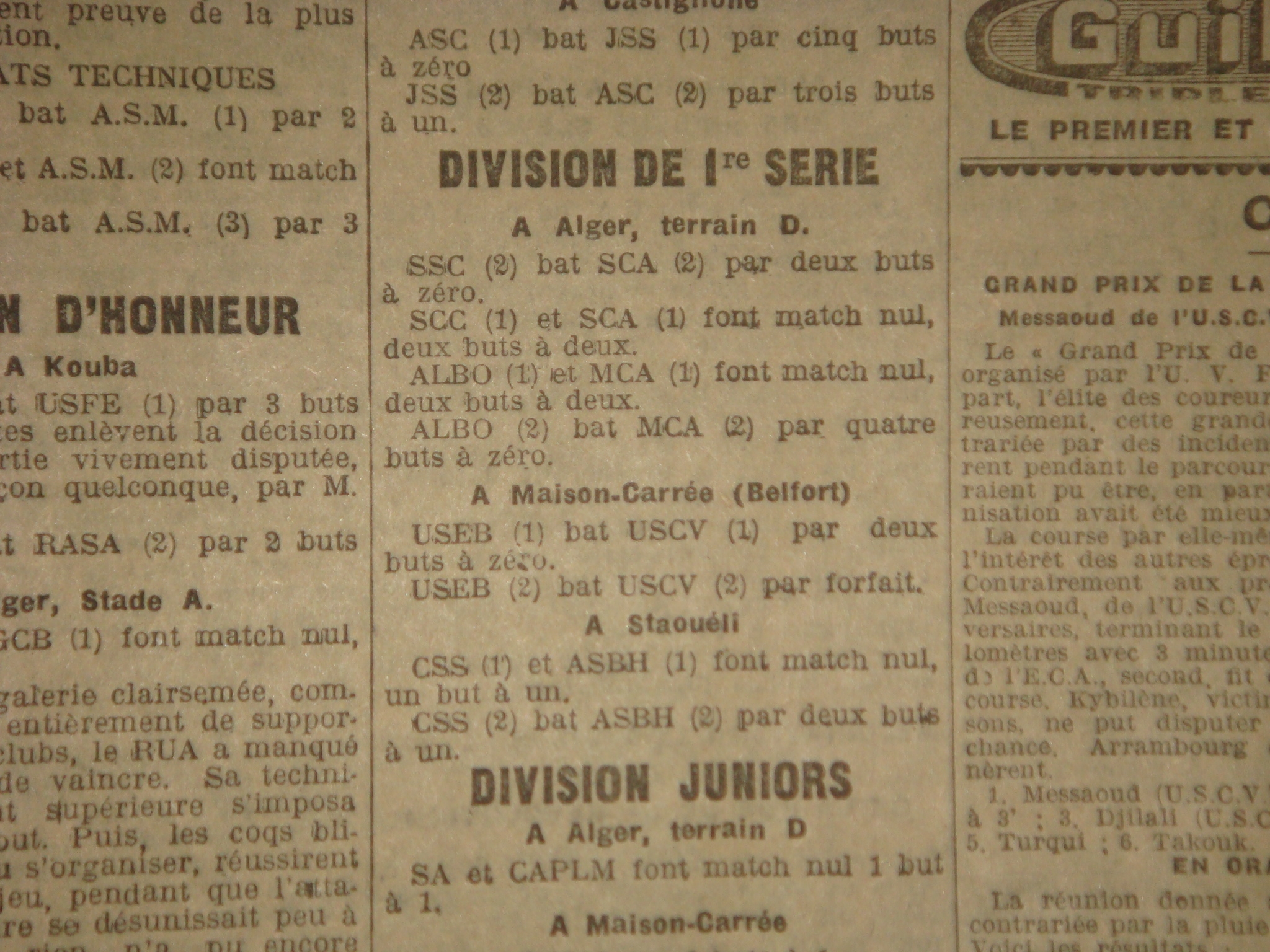 9.12.1928 Alger la Blanche Olympique-MCA 2-2