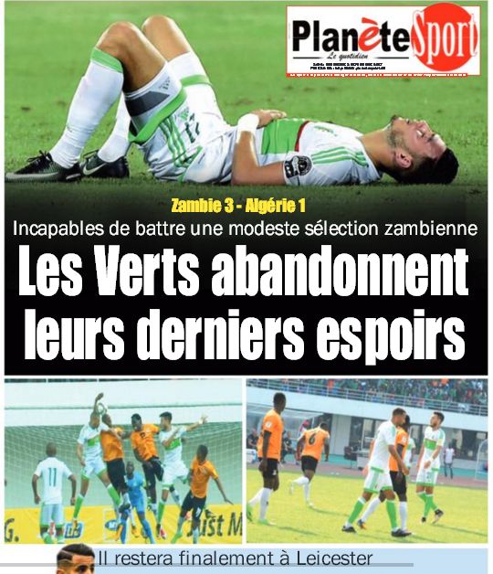 Samedi 2.9.2017 à Lusaka Zambie-EN 3-1 éliminé du Russia 2018