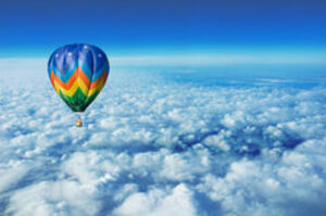 season balloons hearts clouds blue sky 