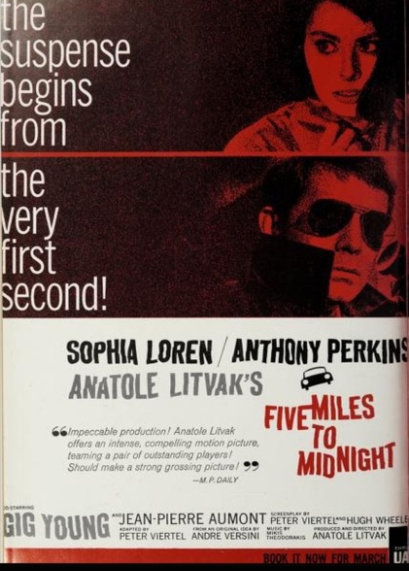 FIVE MILES TO MIDNIGHT box office USA 1963