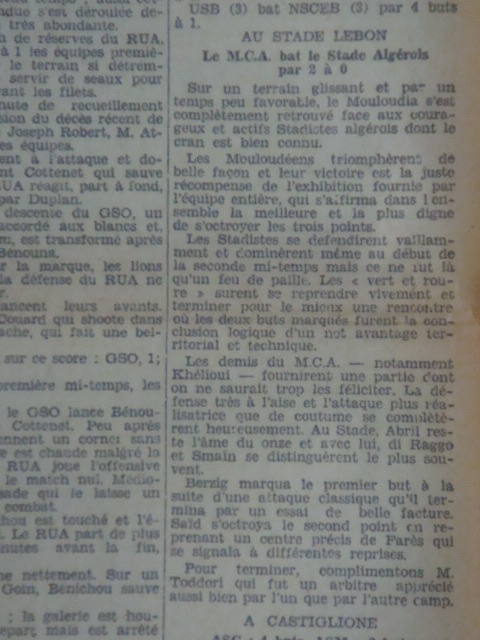 Dimanche 21.2.1932 au stade lebon Stade Algérois-MCA 0-2