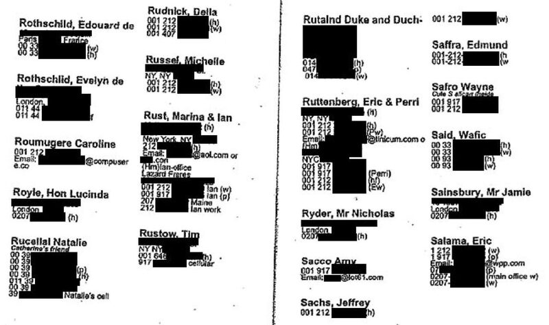 ➤ l’intégralité du petit carnet noir de Jeffrey Epstein, le pédocriminel milliardaire 