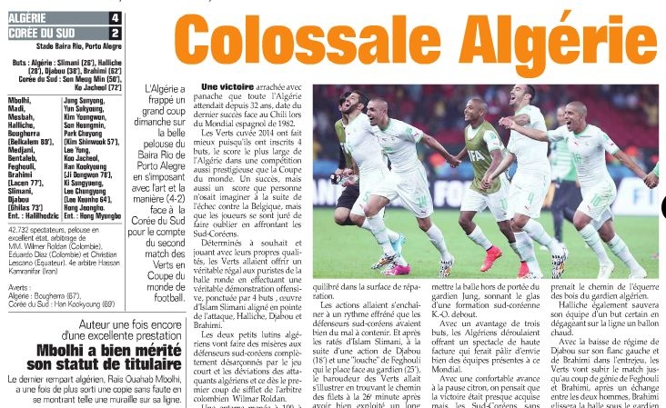 Dimanche 22.6.2014 EN-Corée du Sud 4-2 Mondial brésil