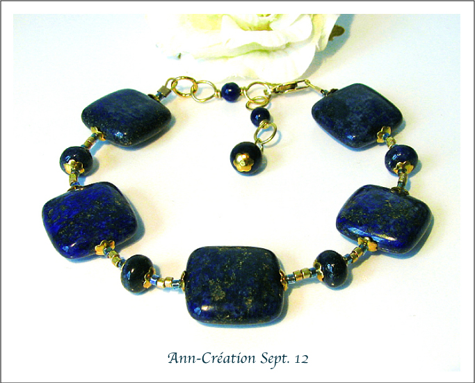 Bracelet Lapis Lazuli / Plaqué Or et Laiton