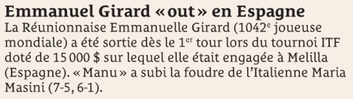 Girard "out" à 