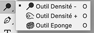 Outils densité moins, densité plus et éponge