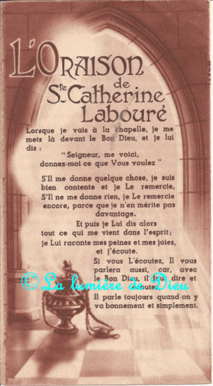 L'oraison de Sainte Catherine Labouré