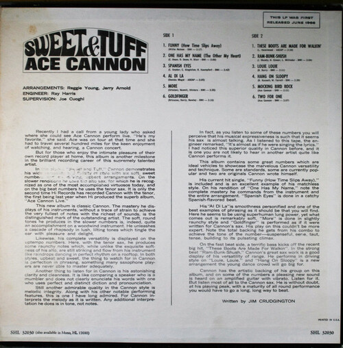 Ace Cannon : Album " Sweet And Tuff " Hi Records SHL 32030 [ US ]