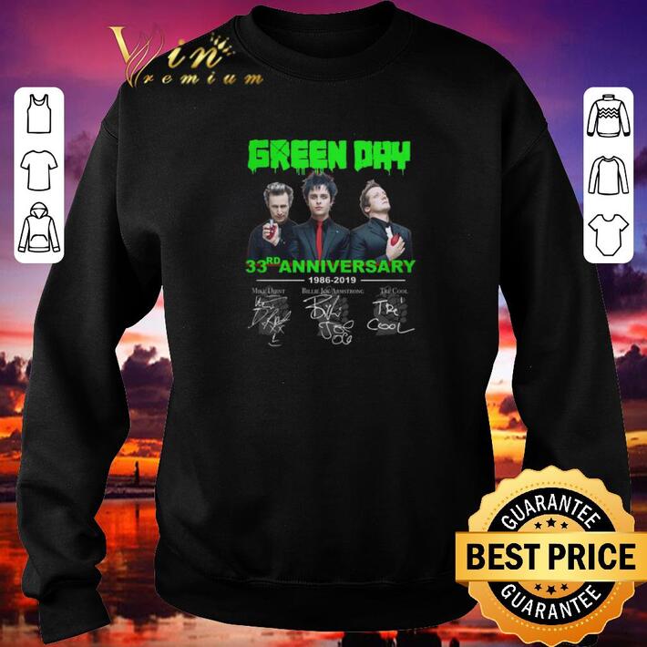 Awesome Green Day 33rd anniversary 1986-2019 signatures shirt