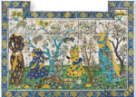 Joute poétique -Panneau de céramique Iran 16ème - 17ème siècle
