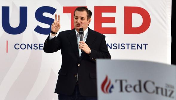 Republican presidential candidate Ted Cruz speaks during a campaign event in Las Vegas, Nevada on February 22, 2016. Republican presidential contender Ted Cruz said he has asked his national spokesman to resign for a 