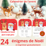 Escape game 24 énigme défis calendrier avent CE2 CM collège mathématique logique cycle 2 cycle 3 