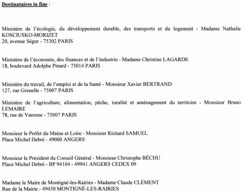 Lettres aux Ministres....