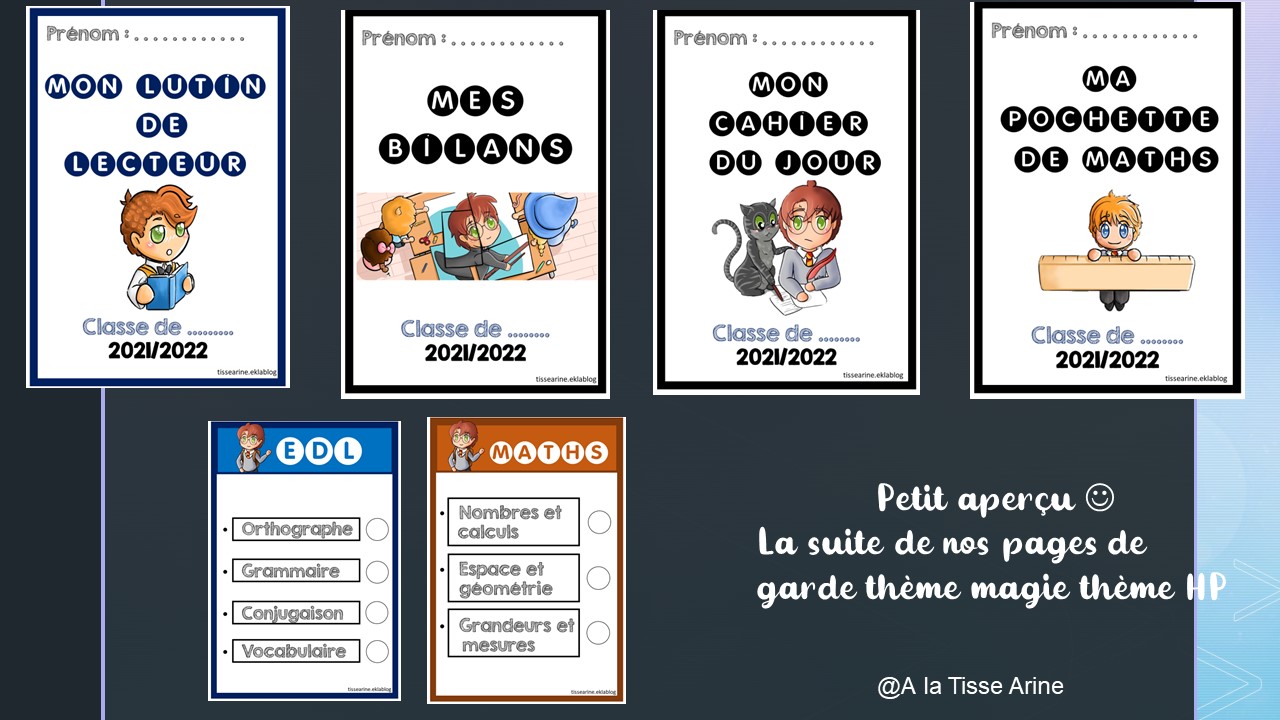 Page De Garde Petit Cahier Harry Potter Pages de garde 2021-2022 sur le thème de notre petit sorcier préféré - A la Tisse Arine