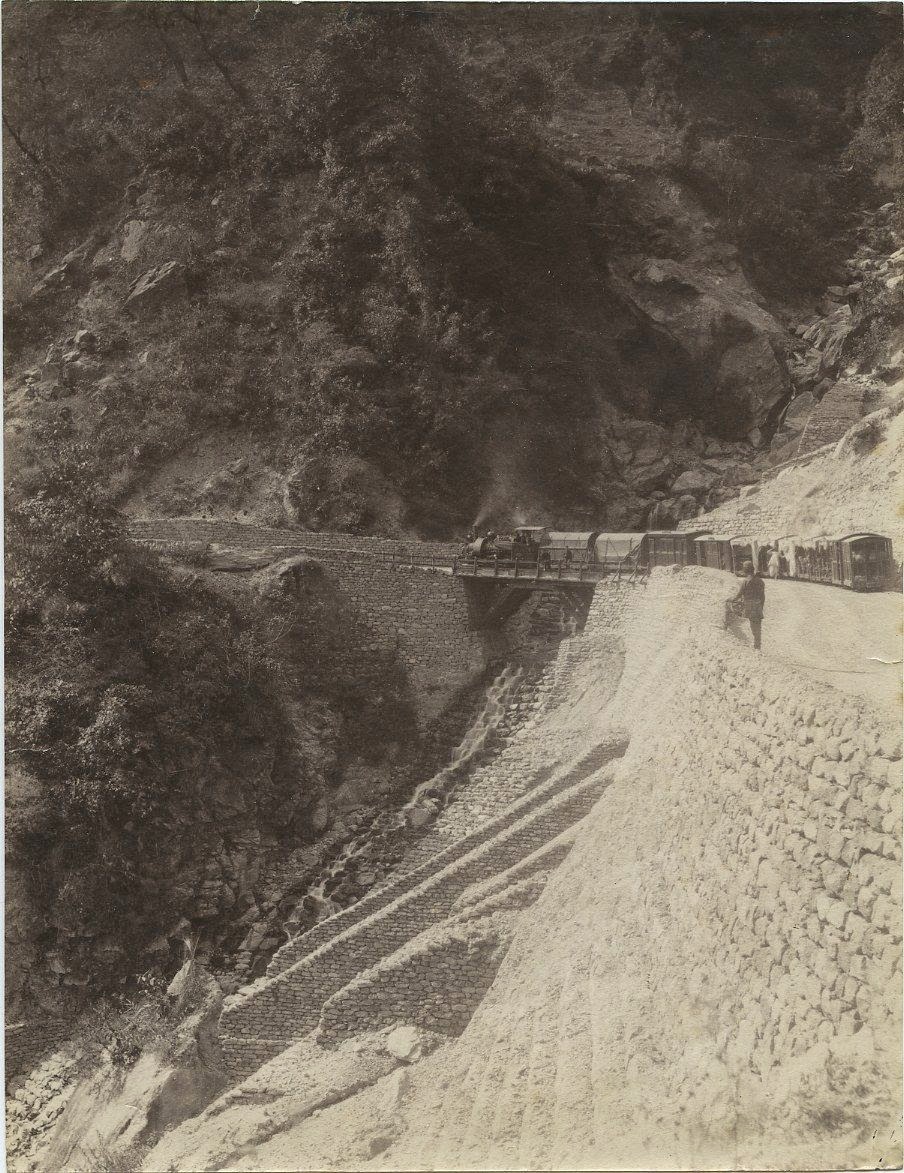 A Train in Upper Paglajhora in Darjeeling -  India c1880s