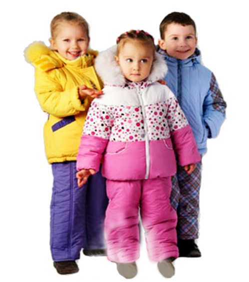 Enfants vétus en tenues hivernale