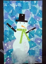 beautiful! snowman with tissue paper background