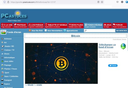 Fond d'ecran bitcoin 15/03/2022