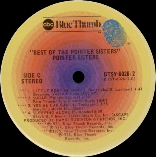 The Pointer Sisters : Album " The Best Of The Pointer Sisters " Blue Thumb Records BTSY [ US ]