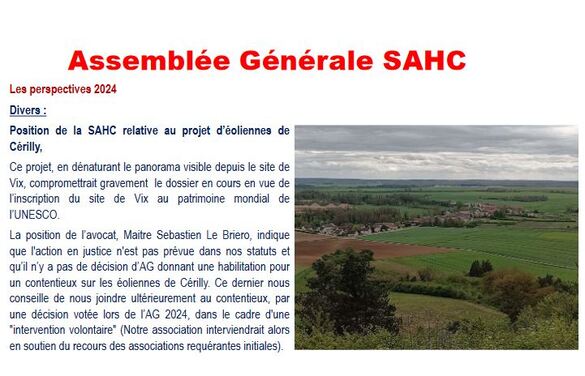 L'Assemblée Générale de la Société Archéologique et Historique du Châtillonnais (S.A.H.C.) a eu lieu dimanche 21 avril 2024