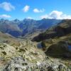 Descente vers Pombie, face aux Lurien, Palas, Balaïtous et Soques