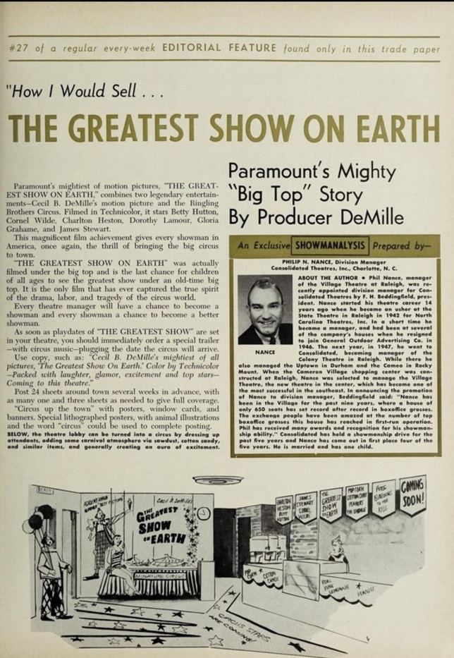 THE GREATEST SHOW ON EARTH BOX OFFICE USA 1960
