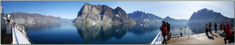 Bifurcation : à gauche le fjord Kangerdlugssuaq, au milieu la péninsule Qîoqe, à droite le chenal Inukavsait que nous prendrons direction Illulissat - Groenland