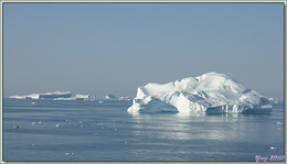 Navigation en mer de Baffin : traversée d'un champ d'icebergs - Région du Cap York - Groenland