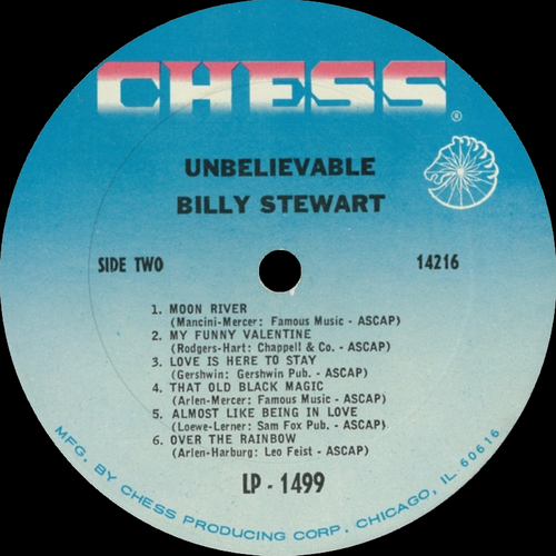 Billy Stewart : Album " Unbelievable [ Sumertime ] " Chess Records LPS-1499 [US]