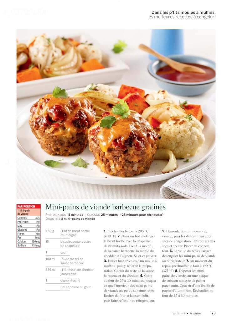 Recettes 4:  Dans les p'tits moules à muffins, les meilleures recettes à congeler!  (6 pages)