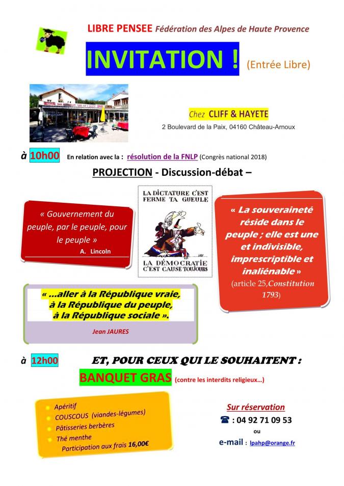 27 AVRIL 2019  INVITATION Château-Arnoux